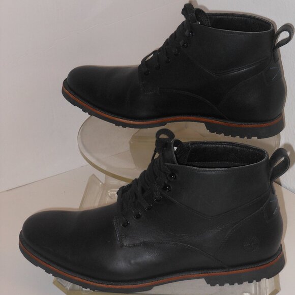TIMBERLAND BLACK LEATHER ANKLE BOOTS SIZE 10 MEDIUM - Picture 3 of 9